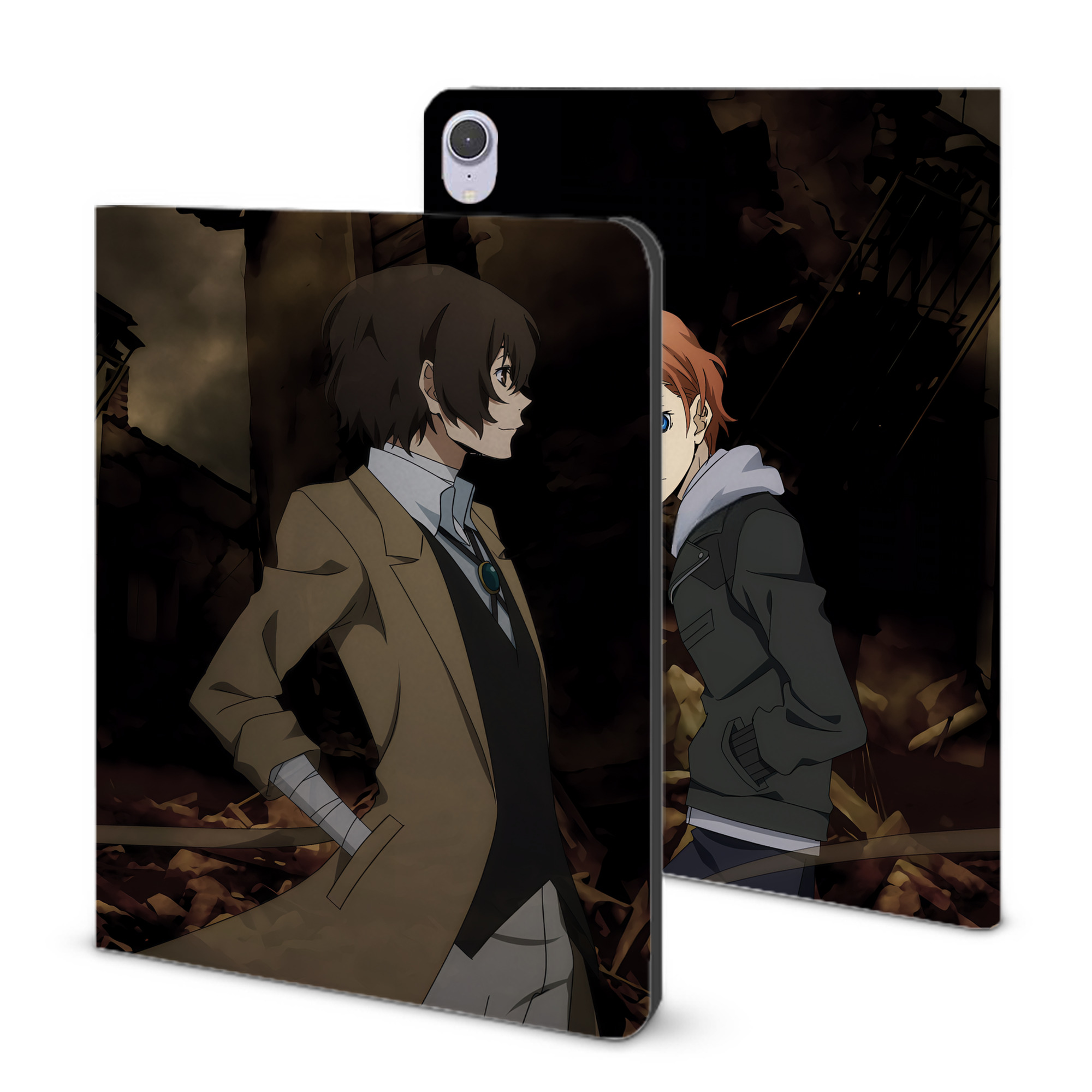 （画像用） 文豪ストレイドッグス Bungo Stray Dogs IPad ケース ブック型 PUレザー TPU 耐衝撃 軽量 薄型 ペン収納なし 全面保護 IPad 各モデル対応